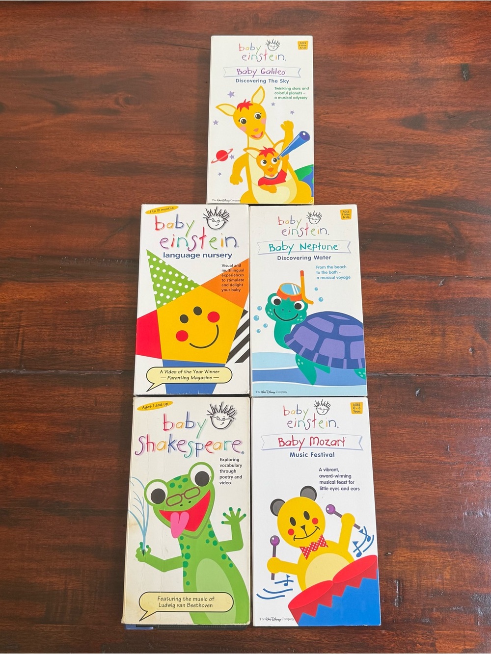 Baby Einstein VHS Lot of 5: Baby Mozart / Neptune/Galileo/ Shakespeare/ Language